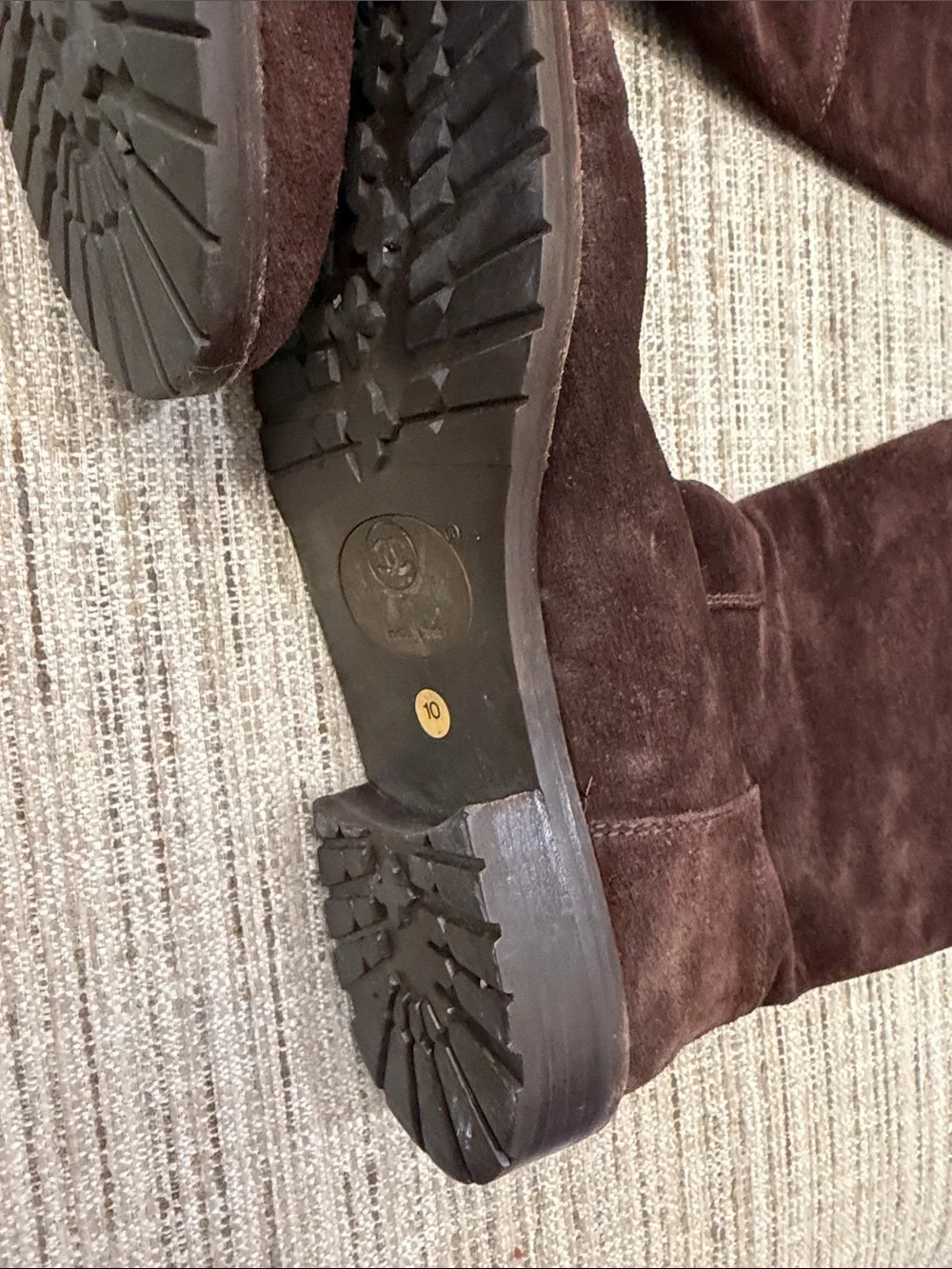 Chanel Women's Tall Suede Boots in Dark Brown Size 40